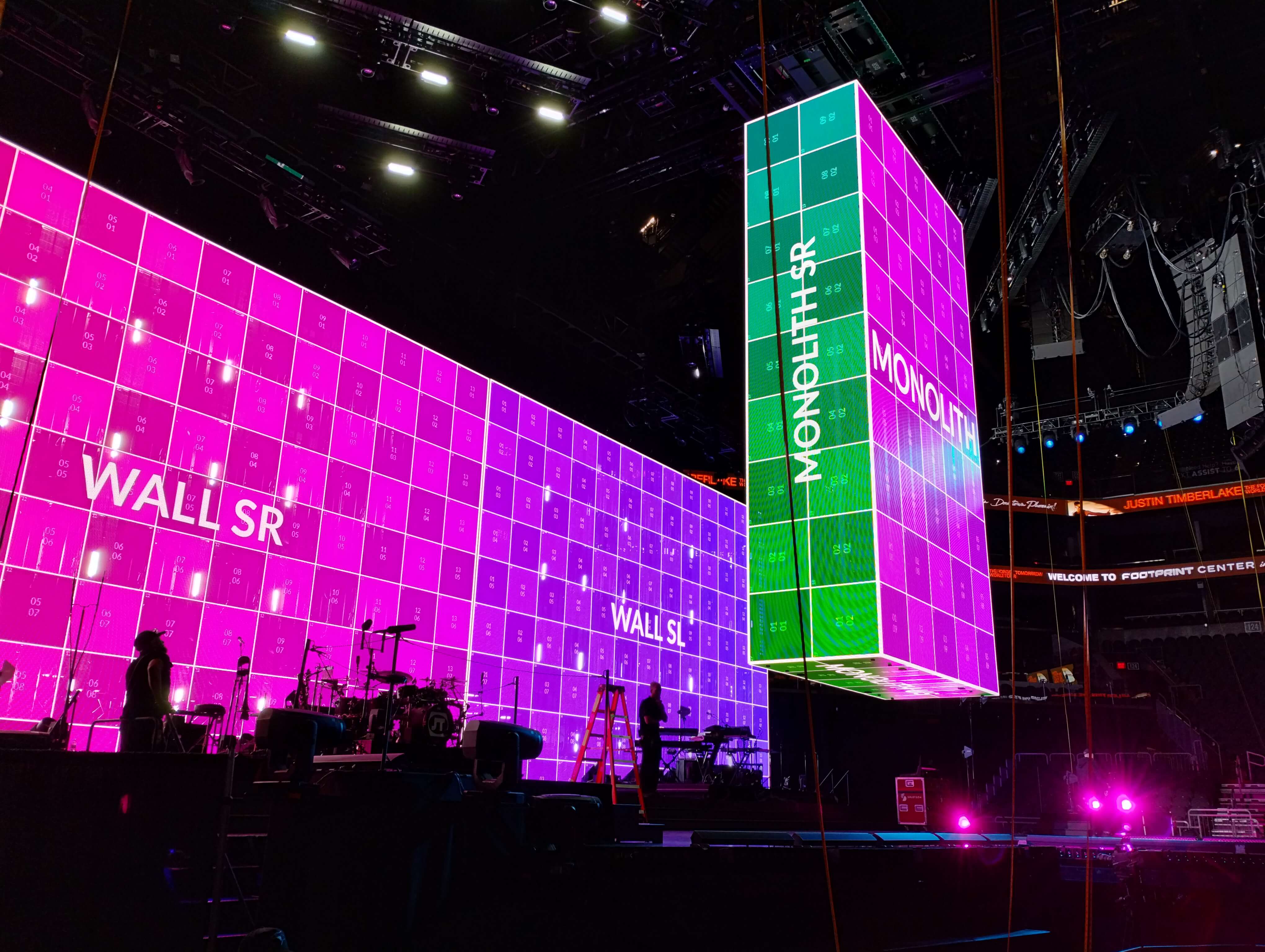 Justin Timberlake tour moving LED wall system during a 2024 production call